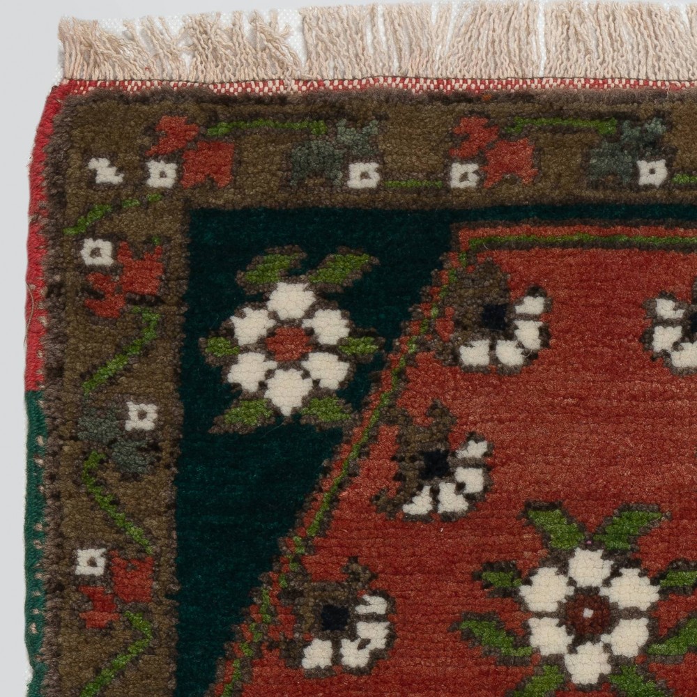 Handmade Central Anatolian Village Accent Rug. Turkish Seat Cover or Cushion Cover