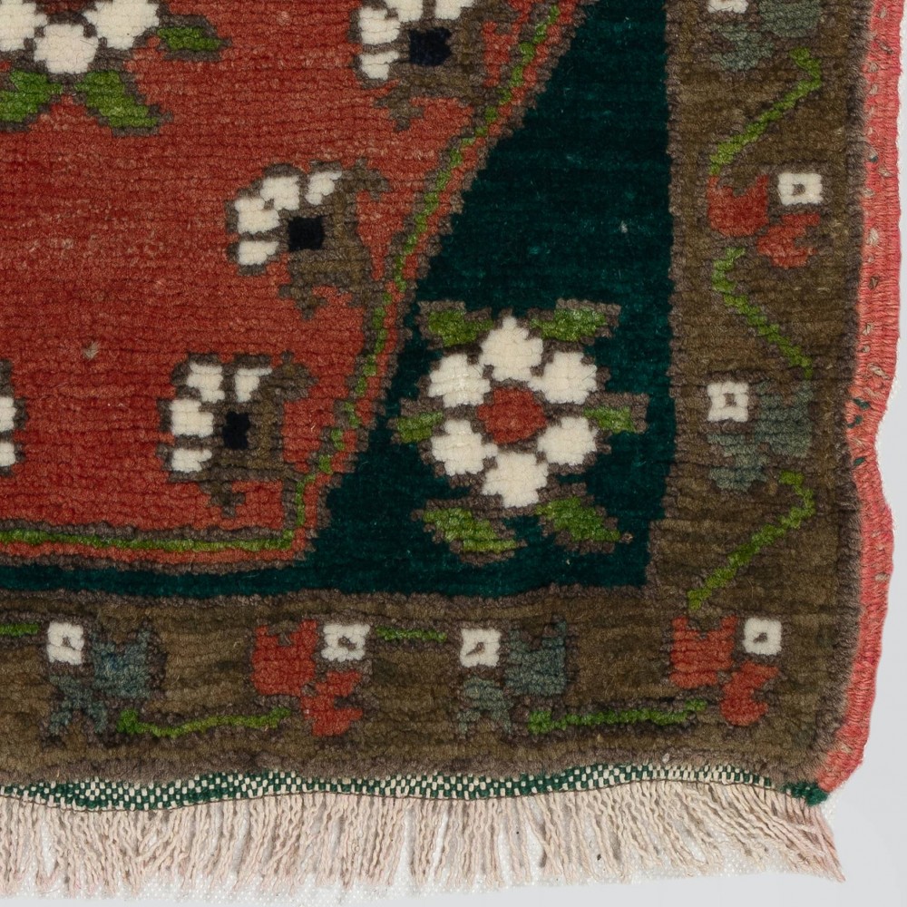 Handmade Central Anatolian Village Accent Rug. Turkish Seat Cover or Cushion Cover