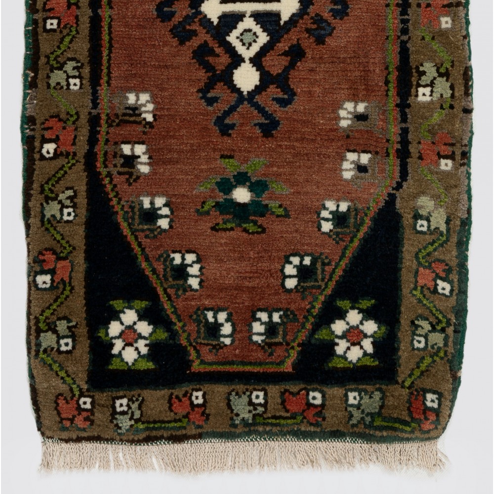 Vintage Hand-Knotted Turkish Accent Rug, Cushion Cover, Seat Cover or Doormat Vintage Hand-Knotted Turkish Accent Rug, Cushion Cover, Seat Cover or Doormat