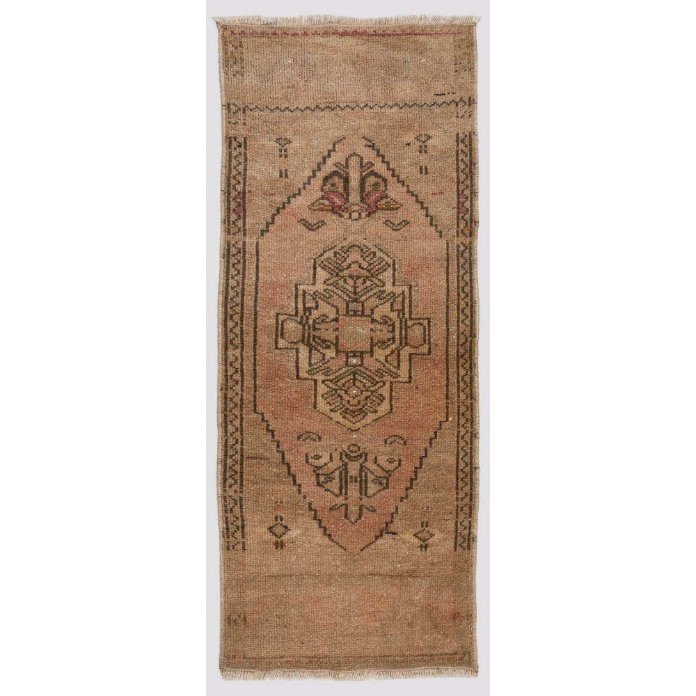 Small Hand-Knotted Wool Door Mat. Vintage Anatolian Accent Rug
