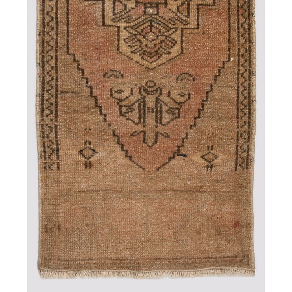 Small Hand-Knotted Wool Door Mat. Vintage Anatolian Accent Rug