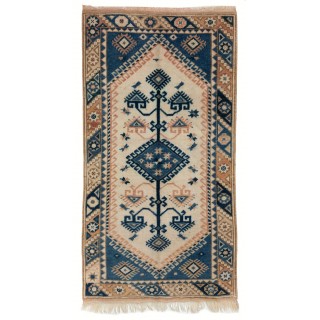 Fine Hand-knotted Vintage Turkish Accent Rug, 100% Wool