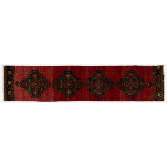 Handmade Vintage Turkish Tribal Runner Rug for Hallway decor