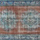 Vintage Hand-Knotted Turkish Wool Runner Rug in Rust Red, Indigo