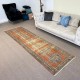 Vintage Hand-Knotted Turkish Wool Runner Rug in Rust Red, Indigo
