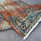 Vintage Hand-Knotted Turkish Wool Runner Rug in Rust Red, Indigo