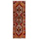 Vintage Tribal Hand-knotted Wool Turkish Runner Rug in Red