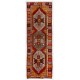 Vintage Tribal Hand-knotted Wool Turkish Runner Rug in Red