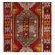 Vintage Tribal Hand-knotted Wool Turkish Runner Rug in Red