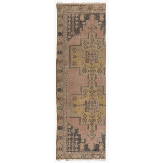 Mid-Century Hand-Knotted Runner Rug. Vintage Turkish Carpet