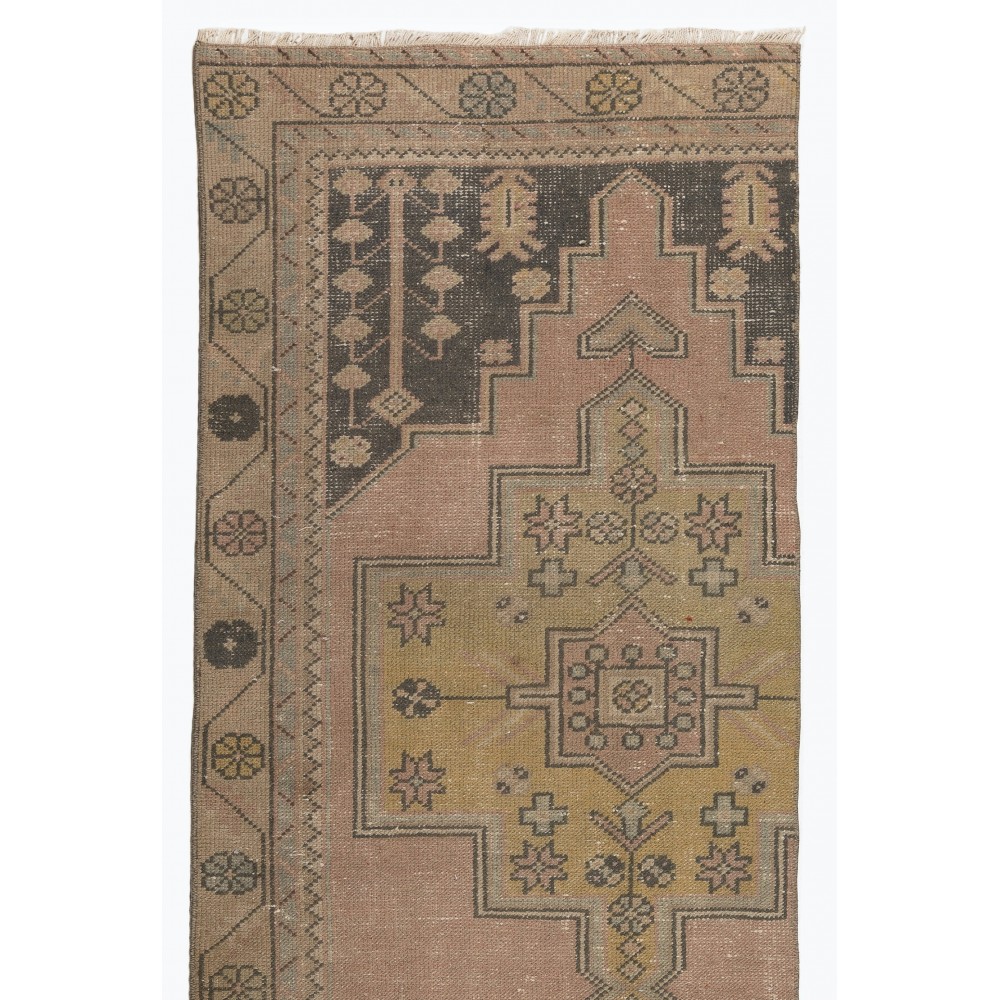 Vintage Runner Rug for Kitchen. Hallway Rug. Hanknotted Corridor Rug. Turkish Stair Rug