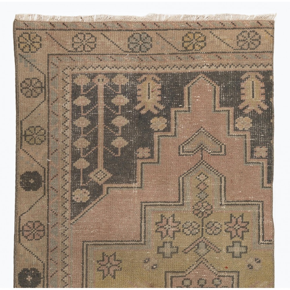 Mid-Century Hand-Knotted Runner Rug. Vintage Turkish Carpet