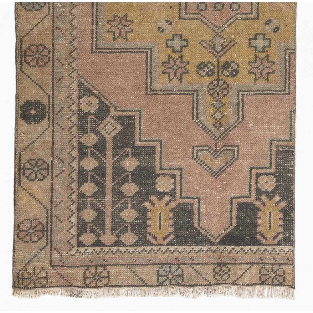 Mid-Century Hand-Knotted Runner Rug. Vintage Turkish Carpet