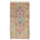 Vintage Hand-knotted Turkish Accent Rug in Soft Colors with Soft Wool Pile