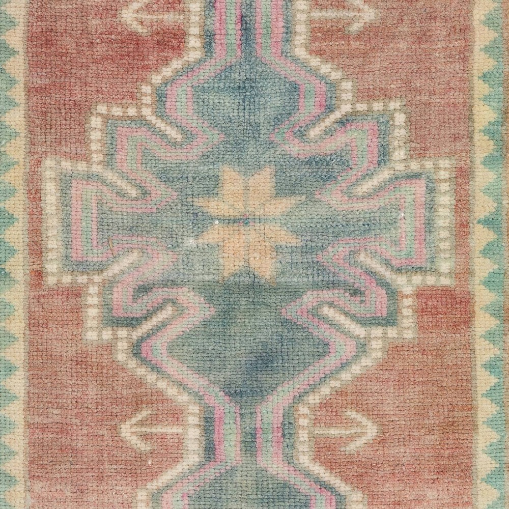 Vintage Hand-knotted Turkish Accent Rug in Soft Colors with Soft Wool Pile