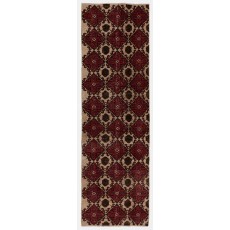 Handmade Vintage Turkish Runner Rug in Red, Beige, Brown & Navy Blue