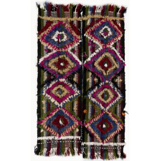 Colorful Vintage Handmade Central Anatolian Kilim, Wall Hanging