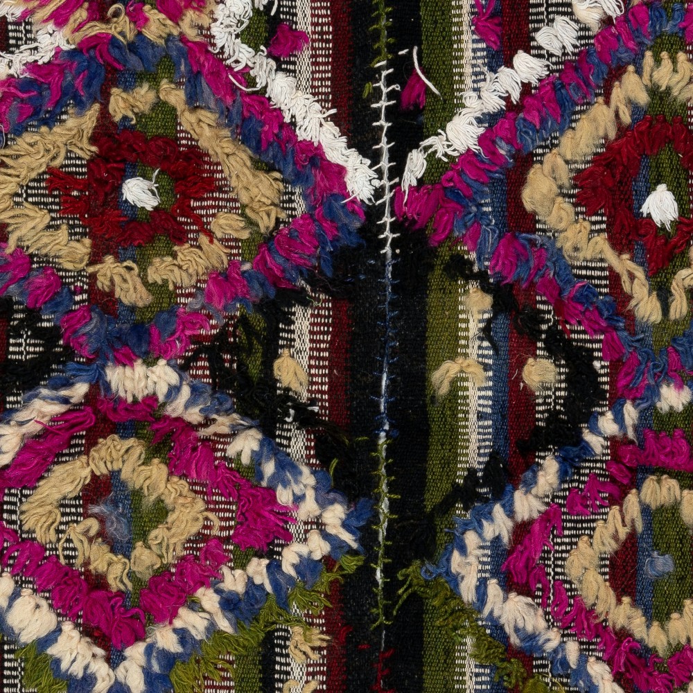 Vintage Handwoven Central Anatolian Kilim, Colorful Geometric Flatweave Wall Hanging