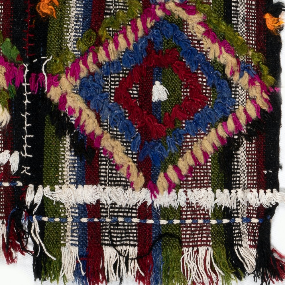 Vintage Handwoven Central Anatolian Kilim, Colorful Geometric Flatweave Wall Hanging