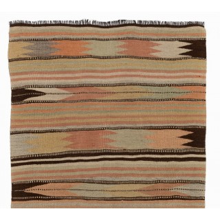  Hand-woven Vintage Striped Anatolian Kilim Rug (Flat-weave), 100% Wool