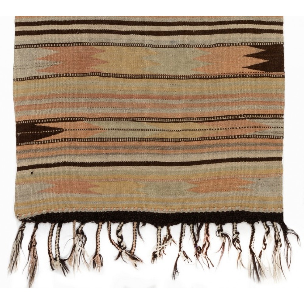  Hand-woven Vintage Striped Anatolian Kilim Rug (Flat-weave), 100% Wool