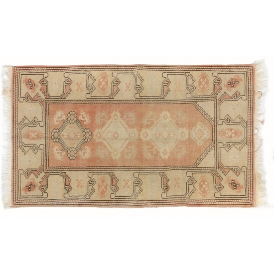 Vintage Turkish Oushak Rug in Soft Colors for Home & Office