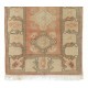 Vintage Handknotted Milas Accent Rug in Soft Salmon & Beige with Geometric Design. 100% Wool Vintage Handknotted Milas Accent Rug in Soft Salmon & Beige with Geometric Design. 100% Wool