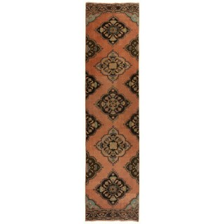 Vintage Handmade Turkish Wool Runner Rug, Narrow Hallway Carpet