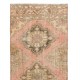Vintage Handmade Turkish Narrow Hallway Runner in Faded Red & Beige