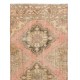 Vintage Handmade Turkish Narrow Hallway Runner in Faded Red & Beige