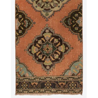 Vintage Anatolian Village Runner Rug, 100% Wool Hand-Knotted Carpet