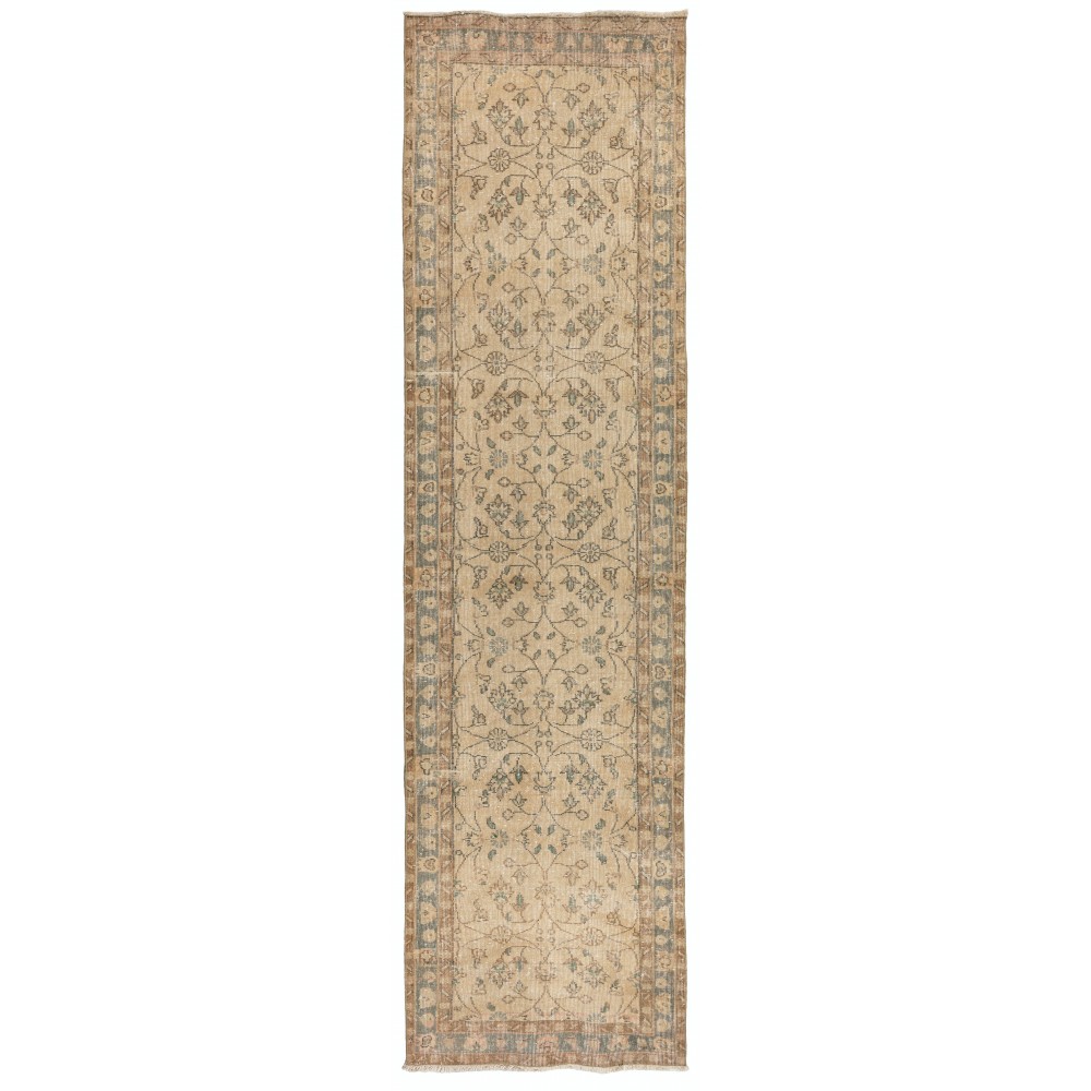 Vintage Handmade Anatolian Runner Rug with Floral Design