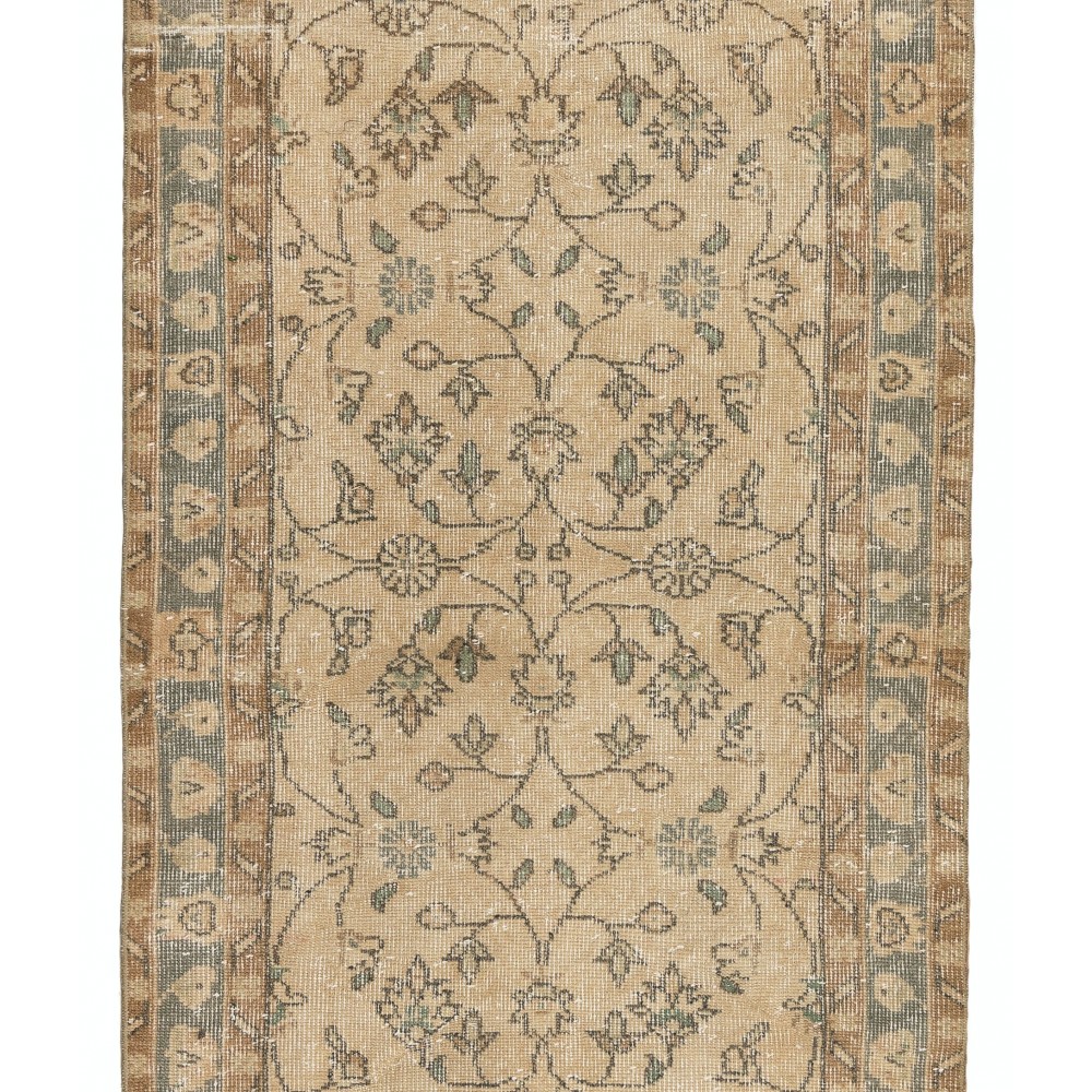 Vintage Handmade Anatolian Runner Rug with Floral Design