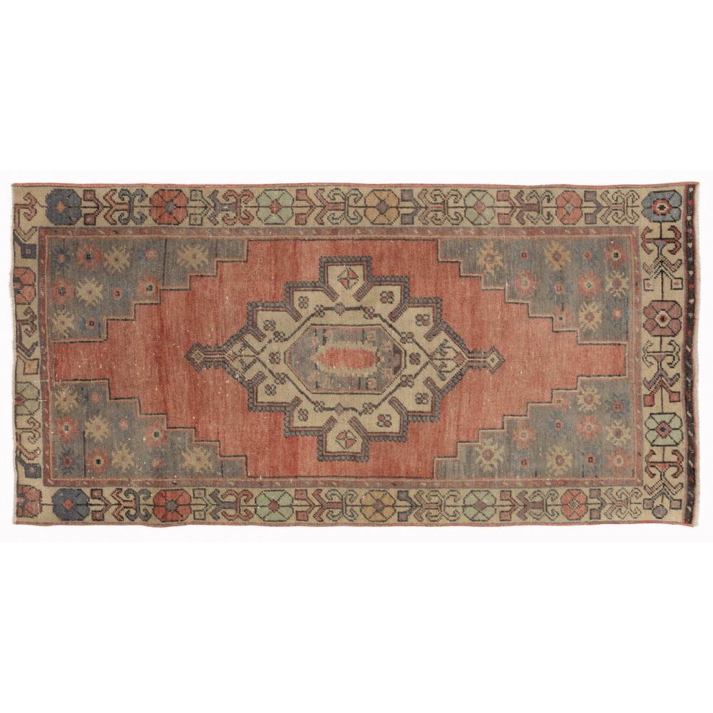 Vintage Tribal throw Rug, Soft Wool and Natural Colors, Turkish Carpet