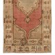 Vintage Handmade Mid-Century Anatolian Village Rug in Beige and Red Vintage Handmade Mid-Century Anatolian Village Rug in Beige and Red
