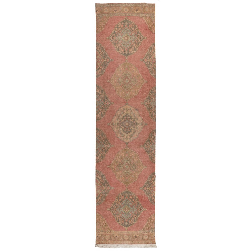 Vintage Oushak Runner Rug for Traditional, Rustic, Cottage style
