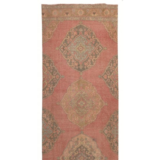 Vintage Oushak Runner Rug for Traditional, Rustic, Cottage style 