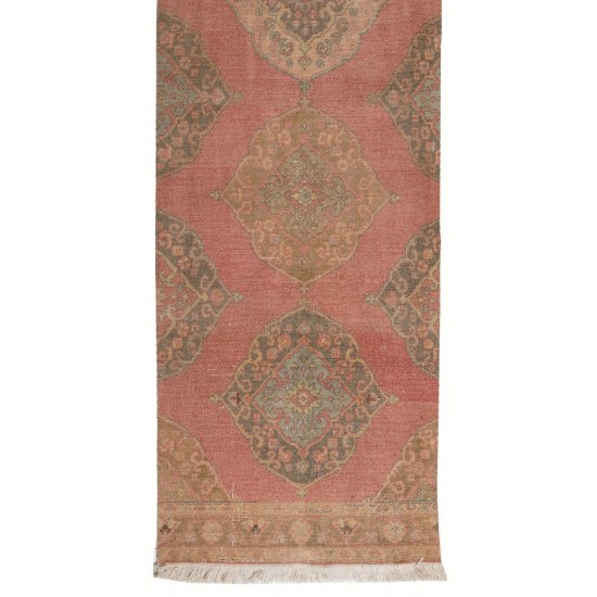 Vintage Oushak Runner Rug for Traditional, Rustic, Cottage style 
