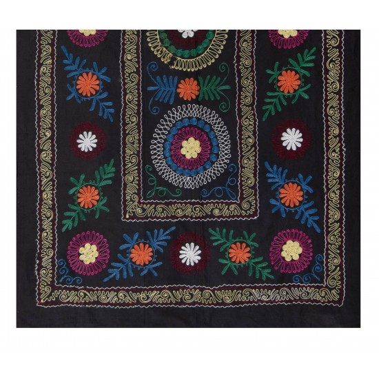 Central Asian Suzani Textile. Embroidered Cotton & Silk Bed Cover, Wall Hanging Central Asian Suzani Textile. Embroidered Cotton & Silk Bed Cover, Wall Hanging