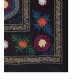 Decorative Silk and Cotton Suzani Wall Hanging in Black, Vintage Uzbek Embroidered Bedspread, Needlework Tapestry