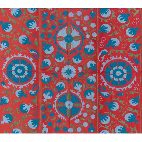 Central Asian Suzani Textile. Embroidered Cotton & Silk Bed Cover, Wall Hanging Central Asian Suzani Textile. Embroidered Cotton & Silk Bed Cover, Wall Hanging