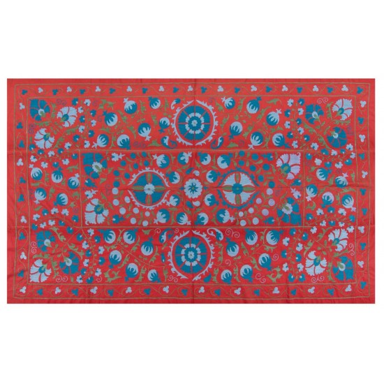 Central Asian Suzani Textile. Embroidered Cotton & Silk Bed Cover, Wall Hanging Central Asian Suzani Textile. Embroidered Cotton & Silk Bed Cover, Wall Hanging