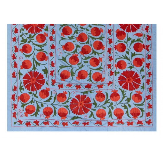 Central Asian Suzani Textile. Embroidered Cotton & Silk Bed Cover, Wall Hanging Central Asian Suzani Textile. Embroidered Cotton & Silk Bed Cover, Wall Hanging