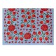 Uzbek Wall Hanging, Embroidered Silk Bed Cover, Boho Wall Decor, New Tapestry in Light Blue
