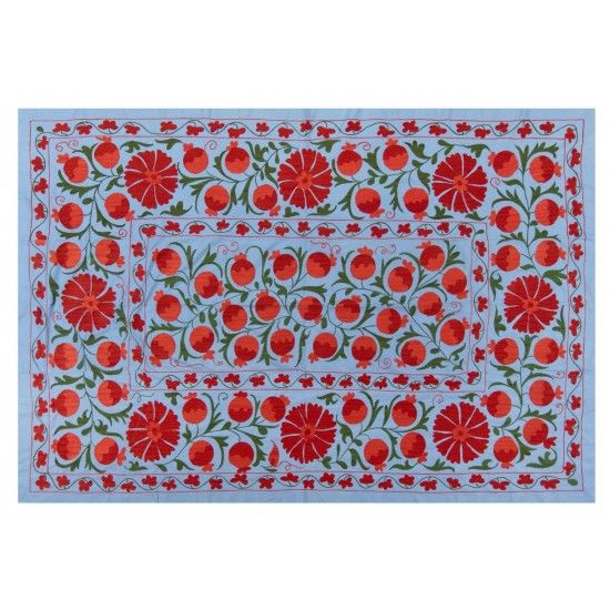 Central Asian Suzani Textile. Embroidered Cotton & Silk Bed Cover, Wall Hanging Central Asian Suzani Textile. Embroidered Cotton & Silk Bed Cover, Wall Hanging