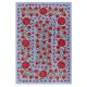 Uzbek Wall Hanging, Embroidered Silk Bed Cover, Boho Wall Decor, New Tapestry in Light Blue