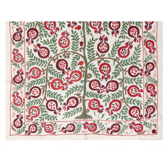 Central Asian Suzani Textile. Embroidered Cotton & Silk Bed Cover, Wall Hanging Central Asian Suzani Textile. Embroidered Cotton & Silk Bed Cover, Wall Hanging