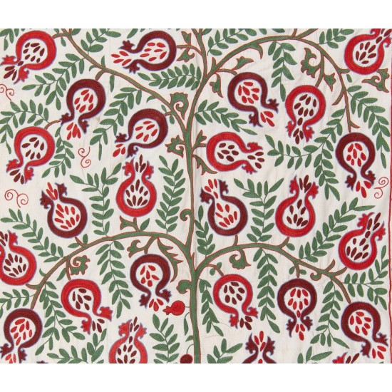 Central Asian Suzani Textile. Embroidered Cotton & Silk Bed Cover, Wall Hanging Central Asian Suzani Textile. Embroidered Cotton & Silk Bed Cover, Wall Hanging