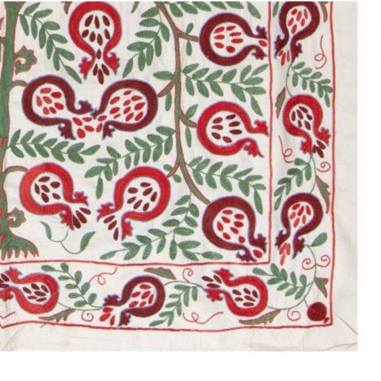 Central Asian Suzani Textile. Embroidered Cotton & Silk Bed Cover, Wall Hanging Central Asian Suzani Textile. Embroidered Cotton & Silk Bed Cover, Wall Hanging