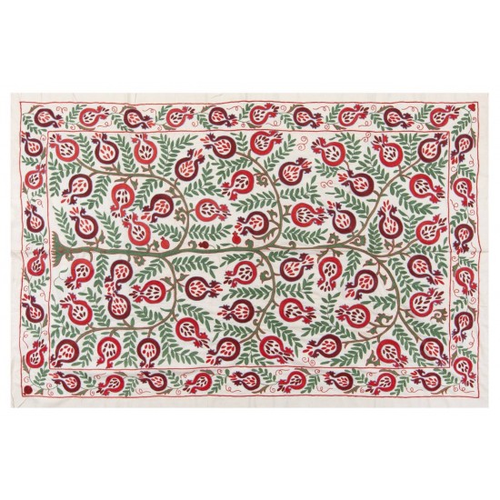 Central Asian Suzani Textile. Embroidered Cotton & Silk Bed Cover, Wall Hanging Central Asian Suzani Textile. Embroidered Cotton & Silk Bed Cover, Wall Hanging